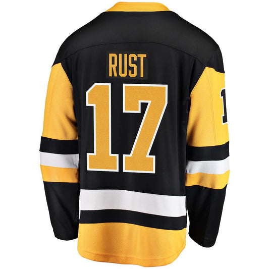 P.Penguins #17 Bryan Rust Fanatics Branded Home Breakaway Player Jersey Black Stitched American Hockey Jerseys CROVYIE