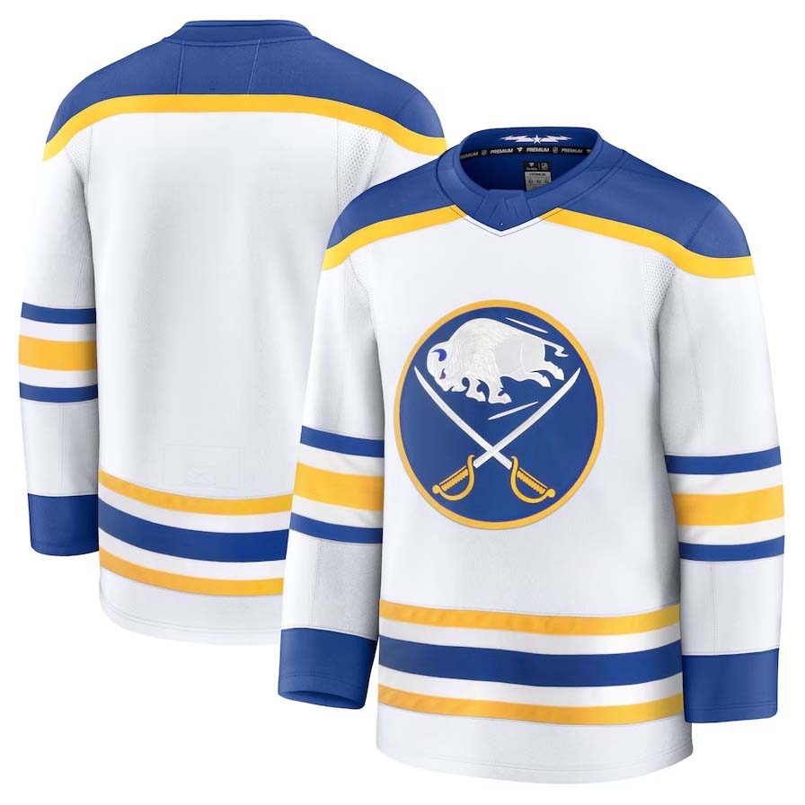 B.Sabres Fanatics Away Premium Jersey - White. Stitched American Hockey Jerseys CROVYIE