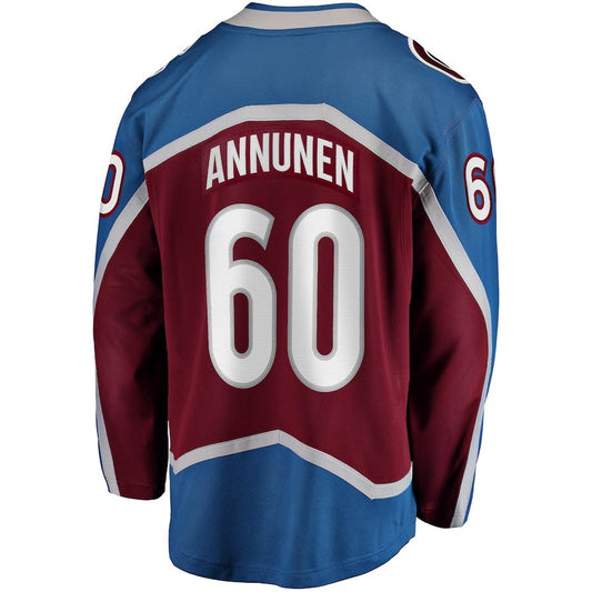 C.Avalanche #60 Justus Annunen Fanatics Home Premier Breakaway Player Jersey - Burgundy Stitched American Hockey Jerseys CROVYIE