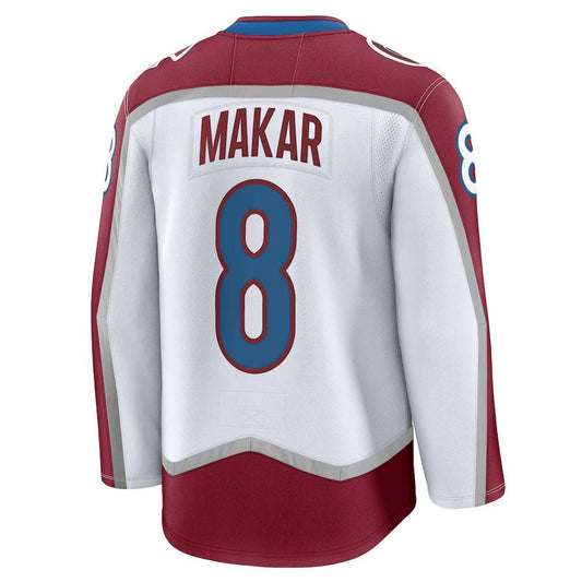 C.Avalanche #8 Cale Makar Fanatics Away Premium Jersey - White Stitched American Hockey Jerseys CROVYIE