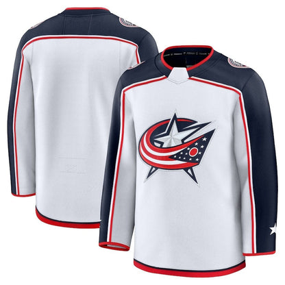 C.Blue Jackets Fanatics Away Premium Jersey - White Stitched American Hockey Jerseys CROVYIE