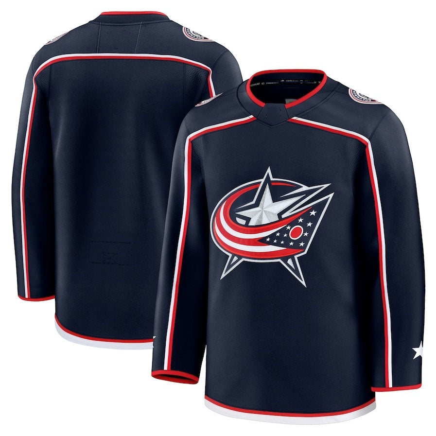 C.Blue Jackets Fanatics Home Premium Jersey - Navy Stitched American Hockey Jerseys CROVYIE