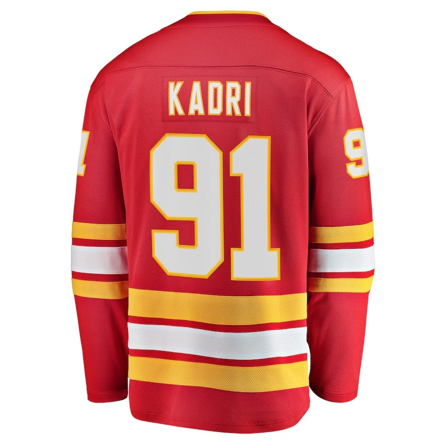 C.Flames #91 Nazem Kadri Fanatics Home Breakaway Player Jersey - Red Stitched American Hockey Jerseys CROVYIE
