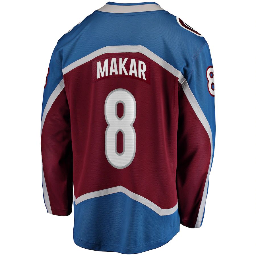 C.Avalanche #8 Cale Makar Fanatics Branded Home 2022 Stanley Cup Champions Breakaway Player Jersey Burgundy Stitched American Hockey Jerseys CROVYIE