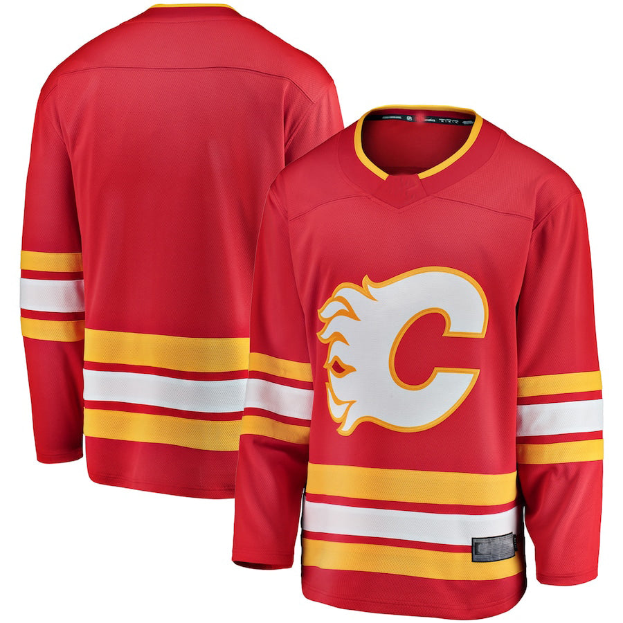 C.Flames Fanatics Branded Home Breakaway Jersey Red Stitched American Hockey Jerseys CROVYIE