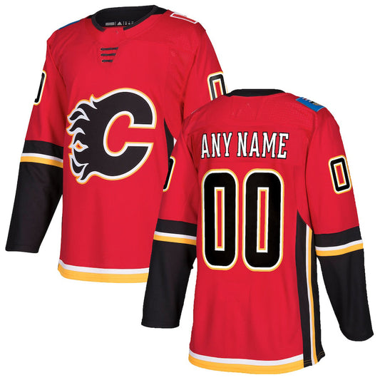Custom C.Flames Authentic Jersey Red Stitched American Hockey Jerseys CROVYIE