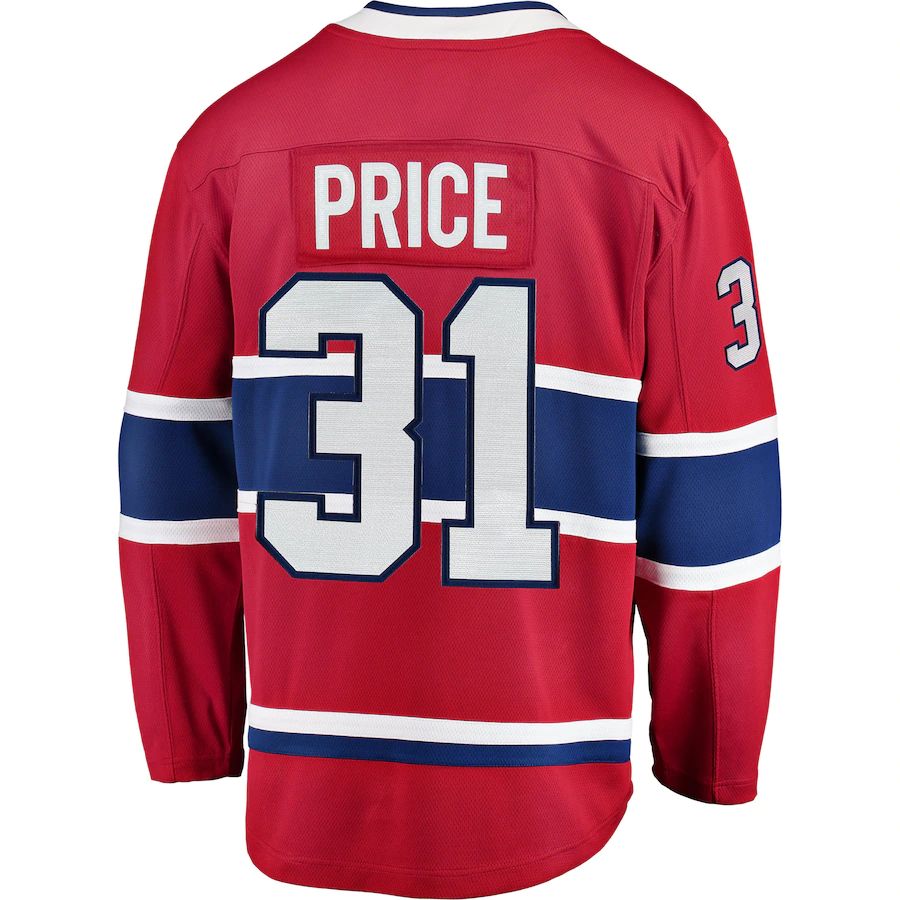 M.Canadiens #31 Carey Price Fanatics Branded Breakaway Player Jerse Red Stitched American Hockey Jerseys CROVYIE