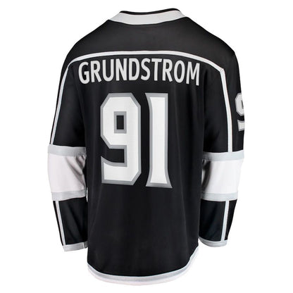 LA.Kings #91 Carl Grundstrom Fanatics Branded Home Breakaway Player Jersey Black Stitched American Hockey Jerseys CROVYIE