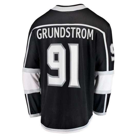 LA.Kings #91 Carl Grundstrom Fanatics Branded Home Breakaway Player Jersey Black Stitched American Hockey Jerseys CROVYIE