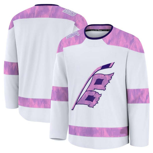 C.Hurricanes Fanatics 2024 Hockey Fights Cancer Practice Jersey - White Stitched American Hockey Jerseys CROVYIE