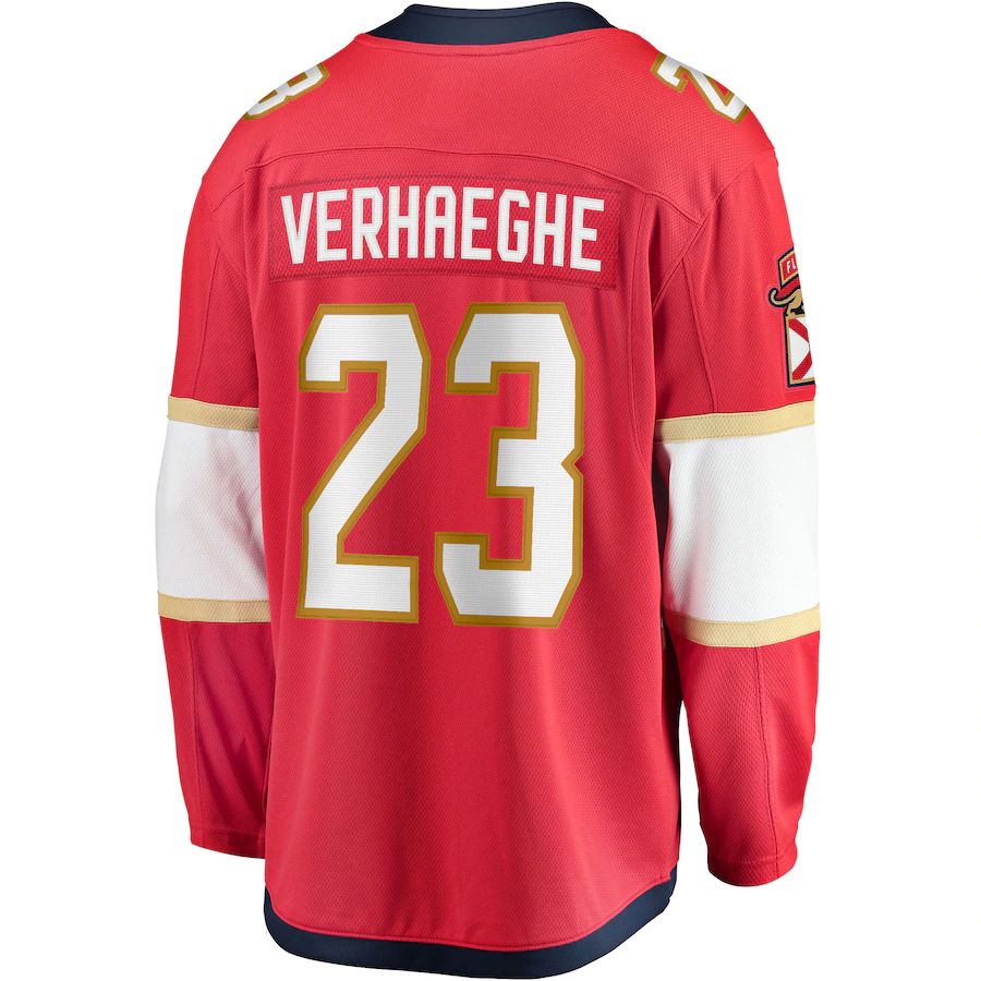 F.Panthers #23 Carter Verhaeghe Fanatics Branded Home Breakaway Jersey Red Stitched American Hockey Jerseys CROVYIE