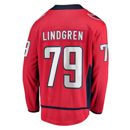 W.Capitals #79 Charlie Lindgren Fanatics Branded Home Breakaway Player Jersey Red Stitched American Hockey Jerseys CROVYIE