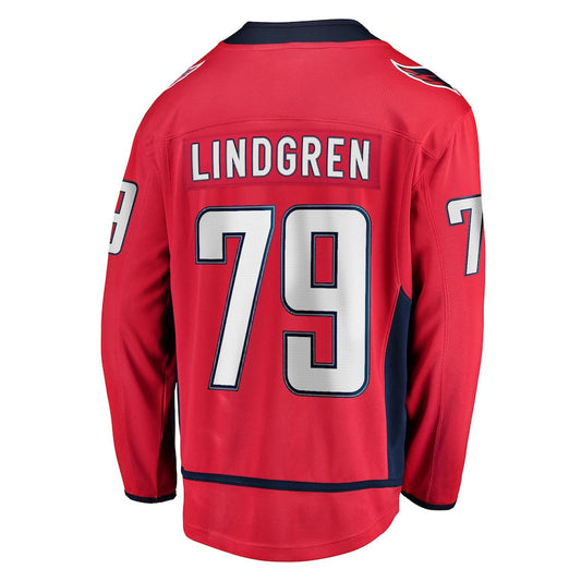 W.Capitals #79 Charlie Lindgren Fanatics Branded Home Breakaway Player Jersey Red Stitched American Hockey Jerseys CROVYIE