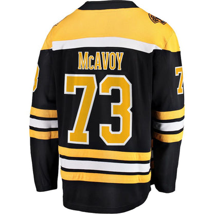 B.Bruins #73 Charlie McAvoy Fanatics Branded Home Premier Breakaway Player Jersey Black Stitched American Hockey Jerseys CROVYIE