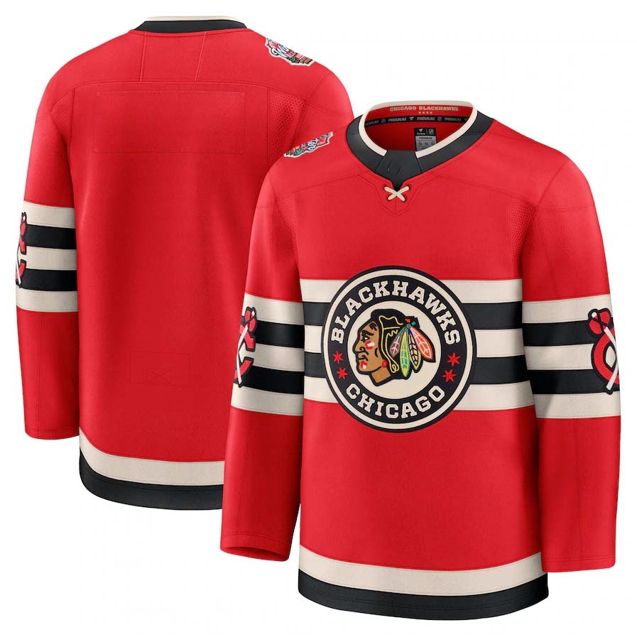 C.Blackhawks Fanatics 2025 Winter Classic Premium Jersey - Red Stitched American Hockey Jerseys CROVYIE