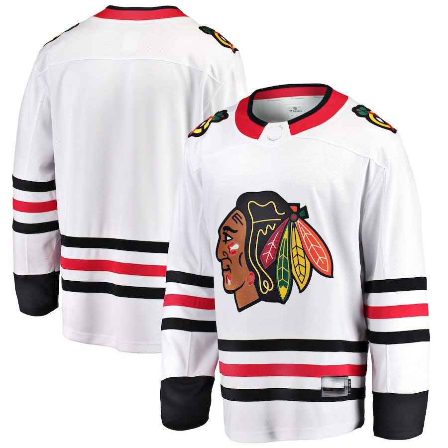 C.Blackhawks Fanatics Branded Breakaway Away Jersey White Stitched American Hockey Jerseys CROVYIE