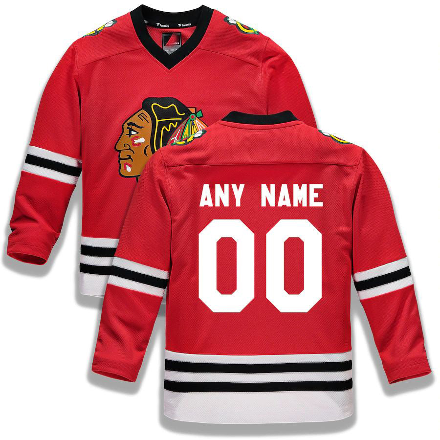 Custom C.Blackhawks Fanatics Branded Home Replica Red Stitched American Hockey Jerseys CROVYIE