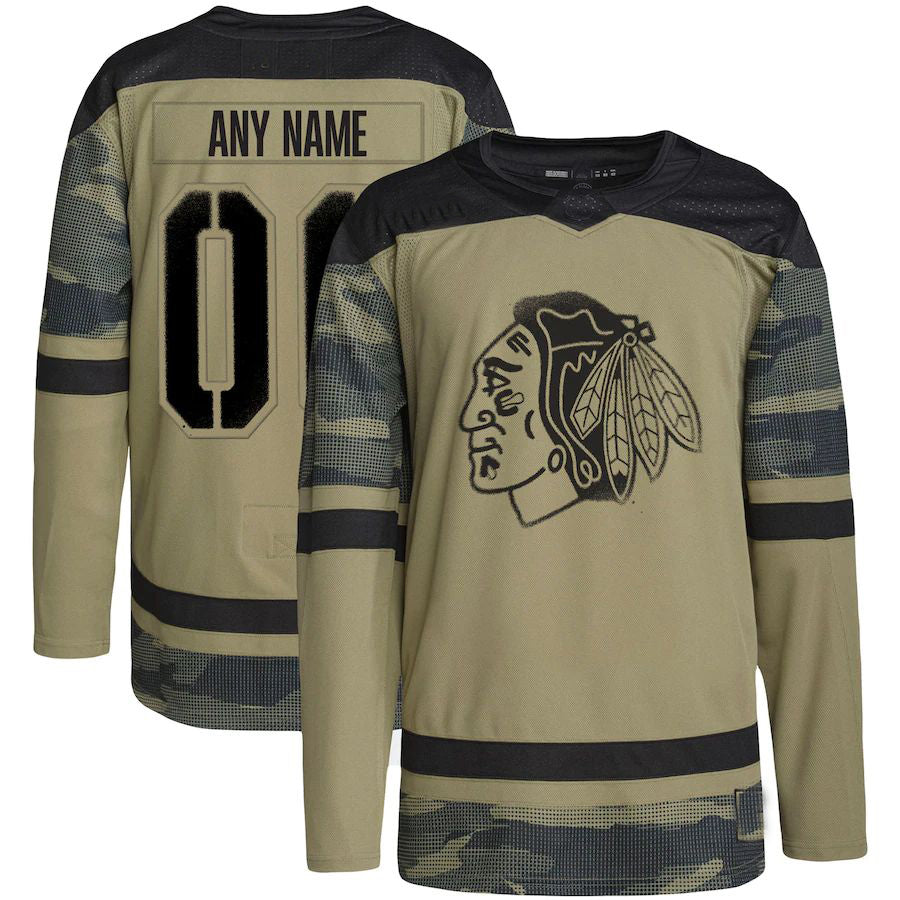 Custom C.Blackhawks Military Appreciation Team Authentic Custom Practice Jersey Camo Stitched American Hockey Jerseys CROVYIE