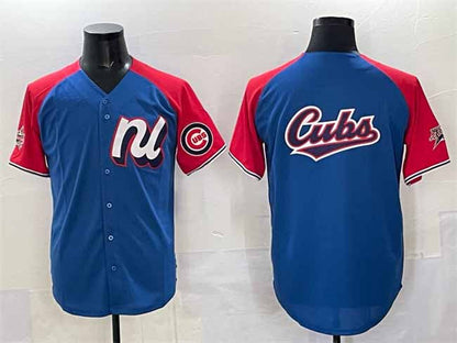 Chicago Cubs National League Team Big Logo Blue Red Alternate 2025 All-Star Edition Limited Stitched Baseball Jersey