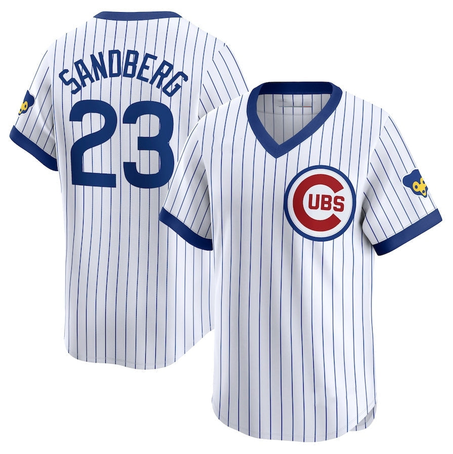 Chicago Cubs #23 Ryne Sandberg Throwback Cooperstown Limited Jersey - White Stitched Baseball Jersey