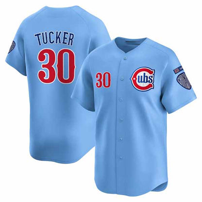 Chicago Cubs #30 Kyle Tucker Blue 'Ryne Sandberg Tribute' Vapor Limited V3 Stitched Baseball Jersey