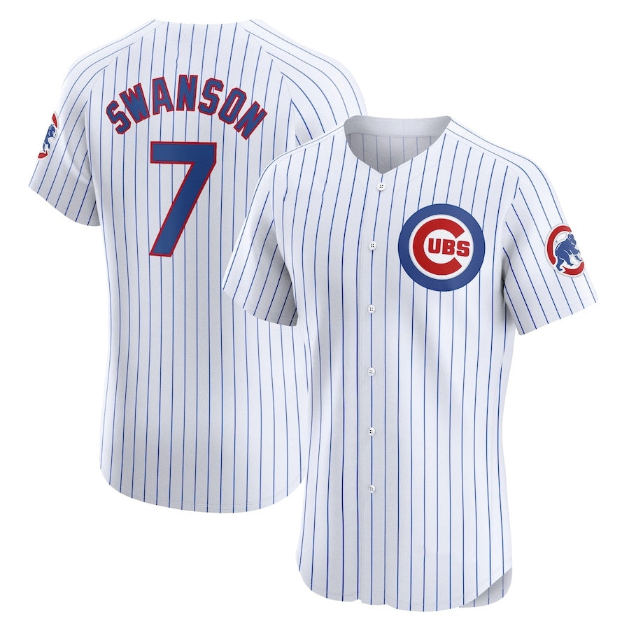 Chicago Cubs #7 Dansby Swanson Home Elite Player Jersey - White Stitched Baseball Jersey