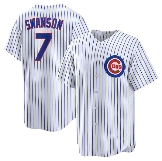 Chicago Cubs #7 Dansby Swanson Replica Player Jersey - White Stitched Baseball Jersey