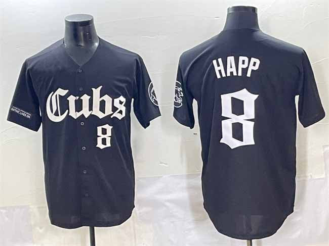 Chicago Cubs #8 Ian Happ Black 'Gothic North Side Edition' Vapor Premier Limited Stitched Baseball Jersey