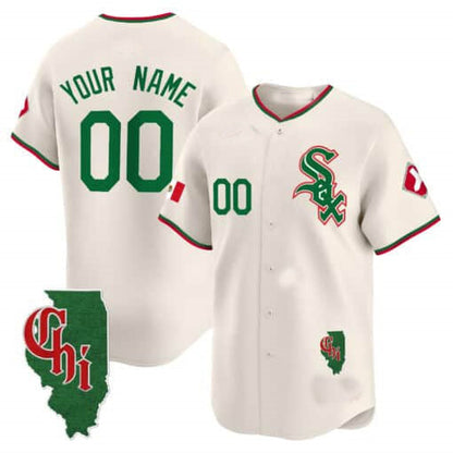 Custom Chicago White Sox Mexico Vapor Premier Limited ¨C Illinois Patch ¨C All Stitched Baseball Jersey