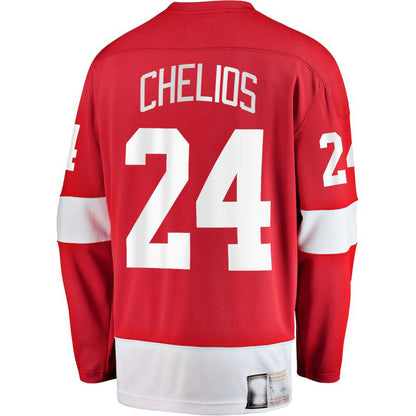 D.Red Wings #24 Chris Chelios Fanatics Branded Premier Breakaway Retired Player Red Stitched American Hockey Jerseys CROVYIE