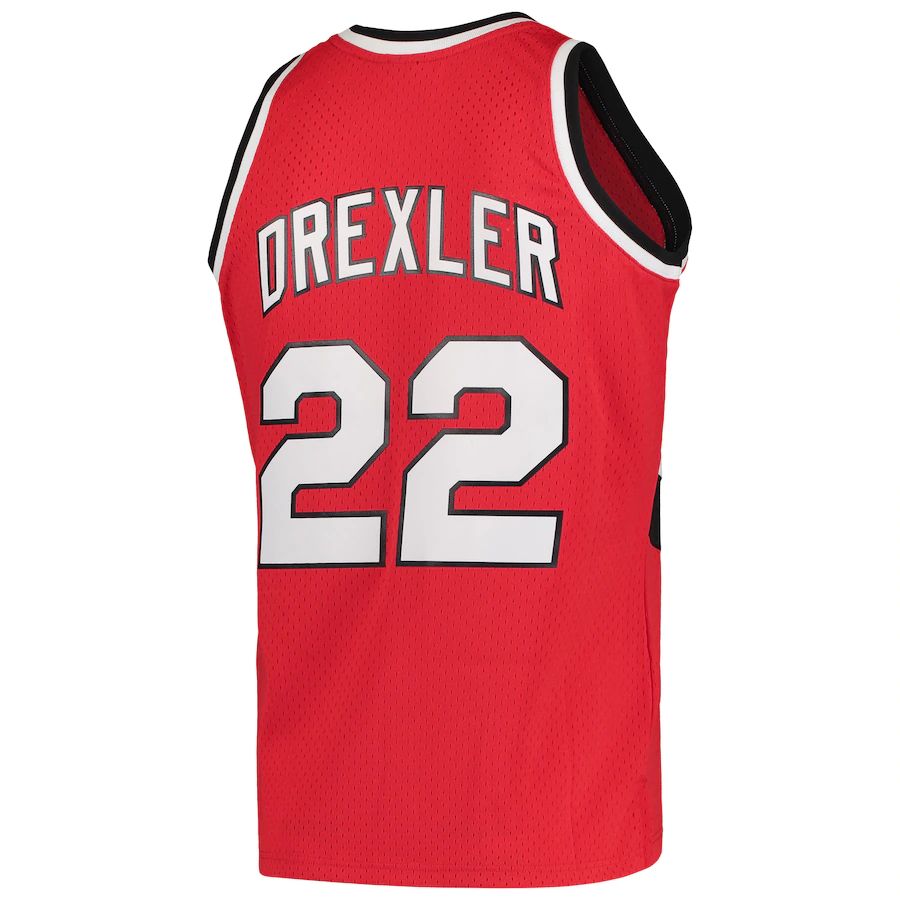P.Trail Blazers #22 Clyde Drexler Mitchell & Ness Hardwood Classics 1983-84 Swingman Jersey Red Stitched American Basketball Jersey
