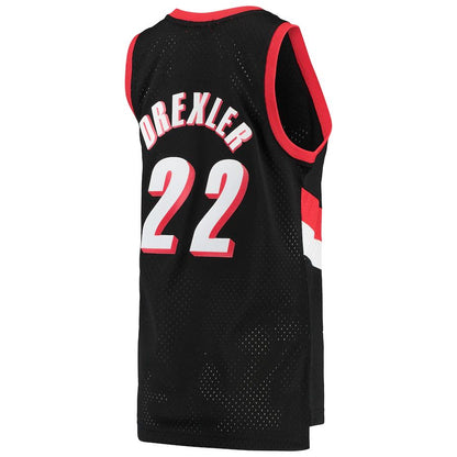 P.Trail Blazers #22 Clyde Drexler Mitchell & Ness Women's 1991-92 Hardwood Classics Swingman Jersey Icon Edition Black Stitched American Basketball Jersey
