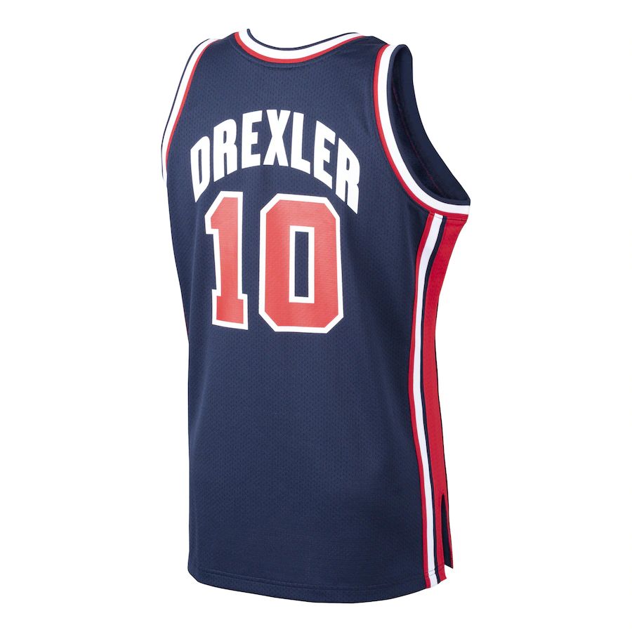 P.Trail Blazers #10 Clyde Drexler Basketball Mitchell & Ness Home 1992 Dream Team Authentic Jersey Navy Stitched American Basketball Jersey