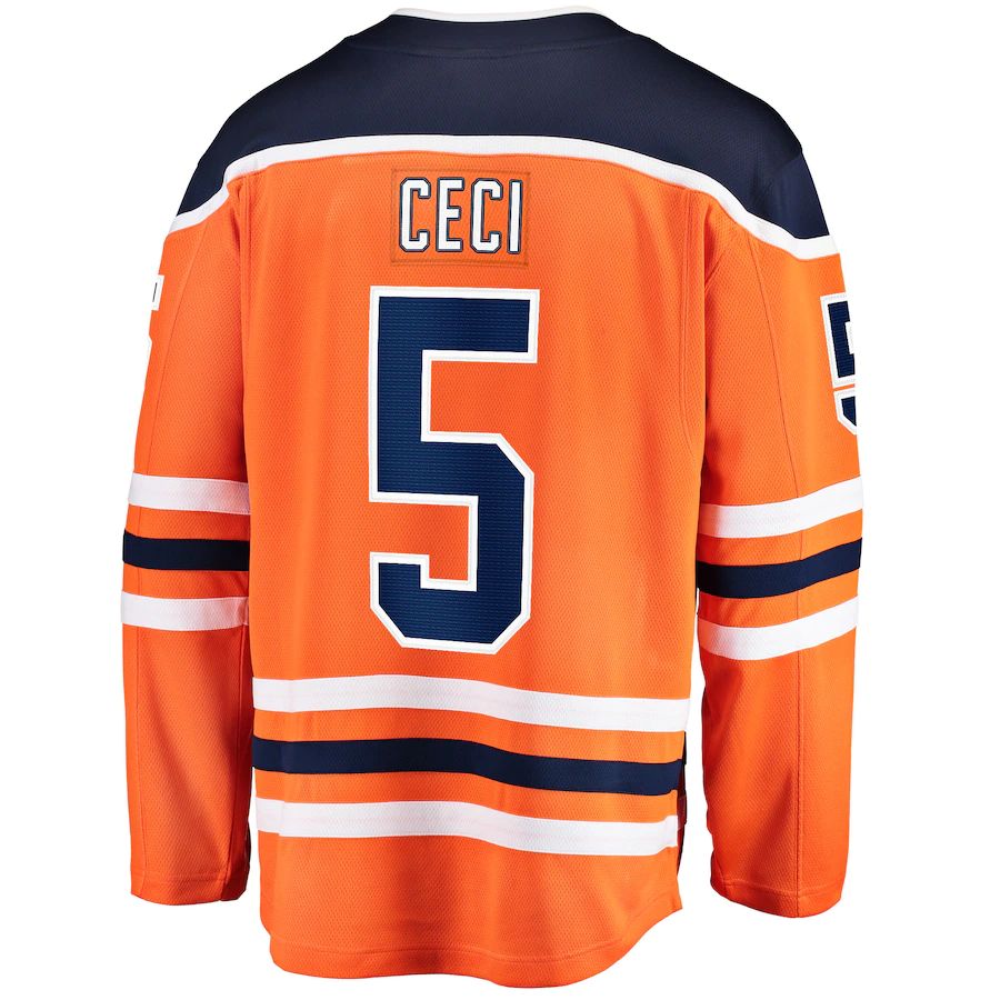 E.Oilers #5 Cody Ceci Fanatics Branded Home Breakaway Player Jersey Orange Stitched American Hockey Jerseys CROVYIE
