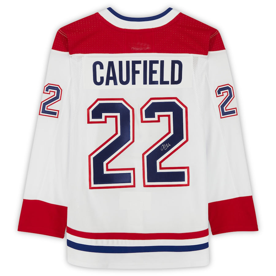 M.Canadiens #22 Cole Caufield Fanatics Authentic Autographed White  Stitched American Hockey Jerseys CROVYIE