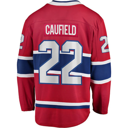 M.Canadiens #22 Cole Caufield Fanatics Branded 2017-18 Home Breakaway Replica Jersey Red Stitched American Hockey Jerseys CROVYIE