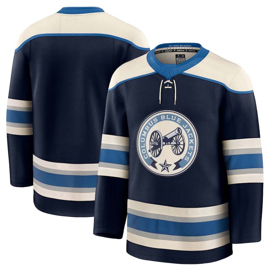 C.Blue Jackets Fanatics Alternate Premium Jersey - Navy Stitched American Hockey Jerseys CROVYIE