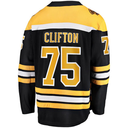 B.Bruins #75 Connor Clifton Fanatics Branded Replica Player Jersey Black Stitched American Hockey Jerseys CROVYIE