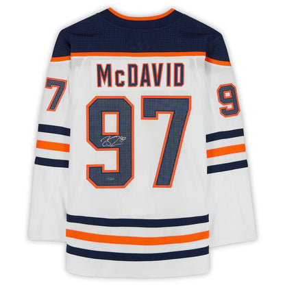 E.Oilers #97 Connor McDavid Fanatics Authentic Autographed Jersey Upper Deck White Stitched American Hockey Jerseys CROVYIE