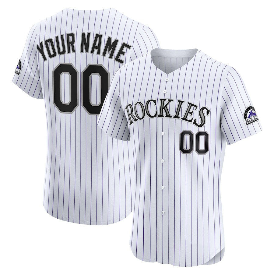 Custom Colorado Rockies Home Elite Jersey ¨C White Baseball Jerseys