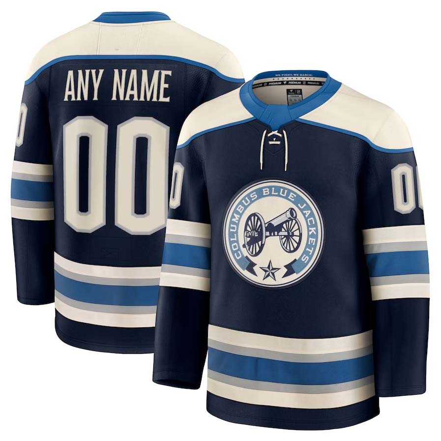 Custom C.Blue Jackets Fanatics Alternate Premium Jersey - Navy Stitched American Hockey Jerseys CROVYIE