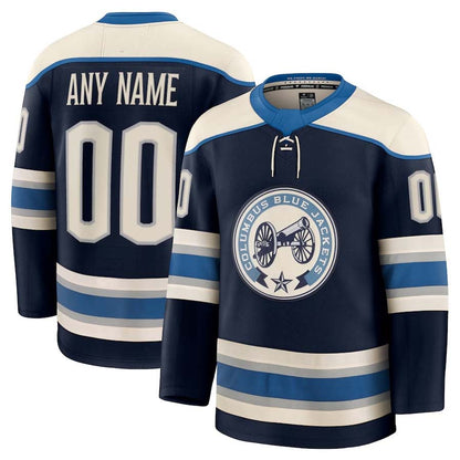 Custom C.Blue Jackets Fanatics Alternate Premium Jersey - Navy Stitched American Hockey Jerseys CROVYIE