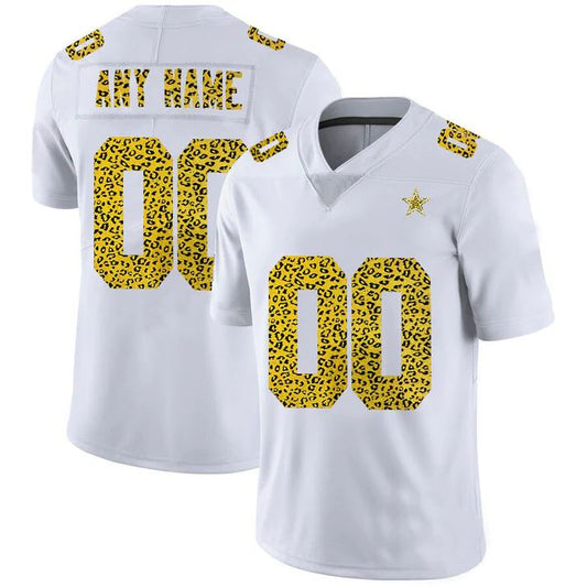 Custom D.Cowboys Jersey White Limited Fashion Vapor Leopard Print Football Jerseys