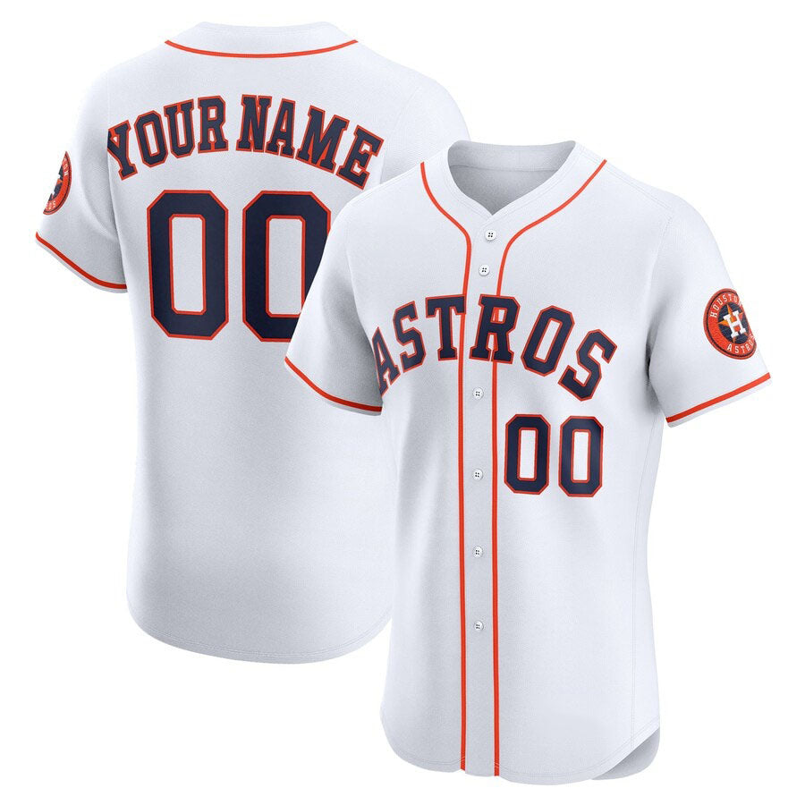 Custom Houston Astros Home Elite Jersey ¨C White Stitched Baseball Jersey