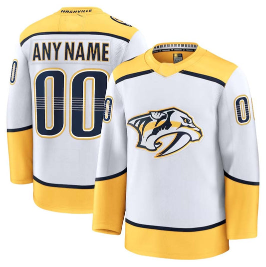Custom N.Predators  Fanatics Away Premium Jersey - White Stitched American Hockey Jerseys CROVYIE