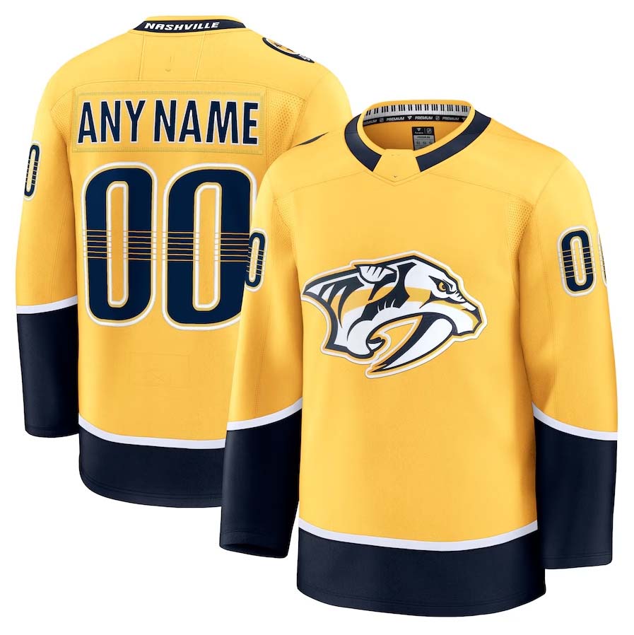 Custom N.Predators Fanatics Home Premium Jersey - Gold Stitched American Hockey Jerseys CROVYIE
