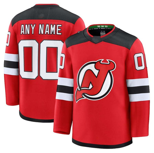 Custom NJ.Devils Fanatics Home Premium Jersey - Red Stitched American Hockey Jerseys CROVYIE