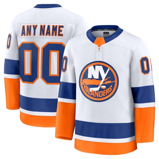 Custom NY.Islanders Fanatics Away Premium Jersey - White Stitched American Hockey Jerseys CROVYIE