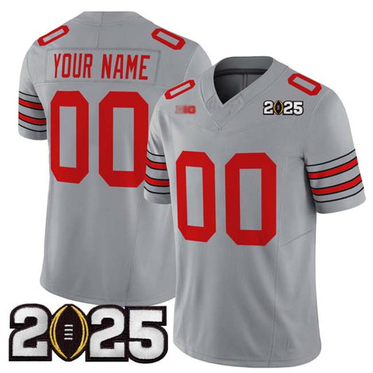 Custom O.State Buckeyes Active Player Grey 2025 CFP Final Patch F.U.S.E. Vapor Limited Stitched Football American College Jerseys