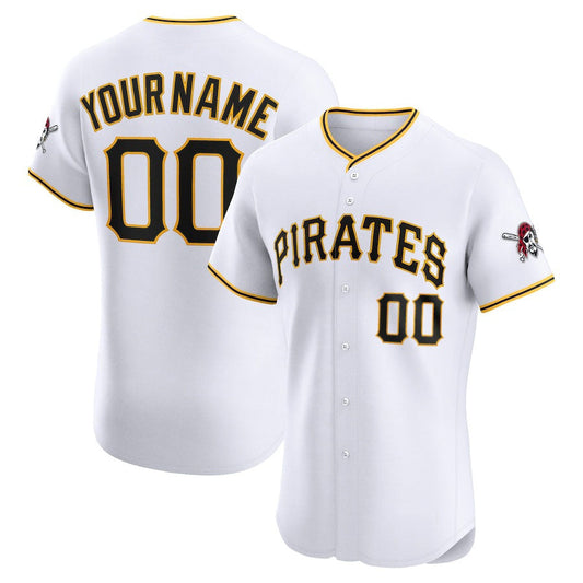 Custom Pittsburgh Pirates Home Elite Jersey ¨C White Stitched Baseball Jersey